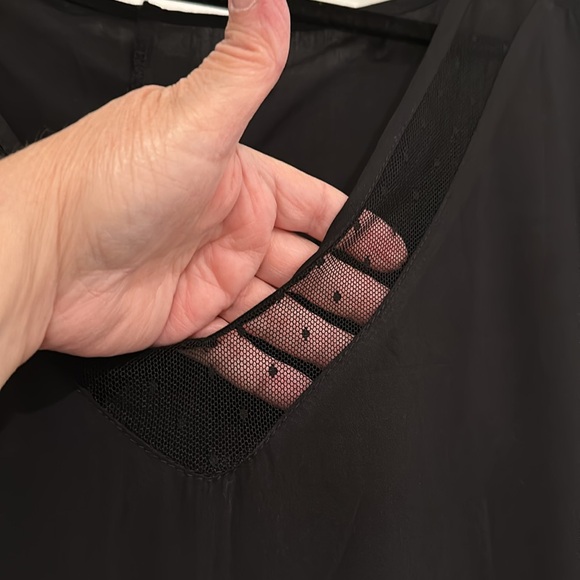 NWT Bloomchic 30 Plus, Black short sleeve blouse with lace trimming. - Picture 2 of 9